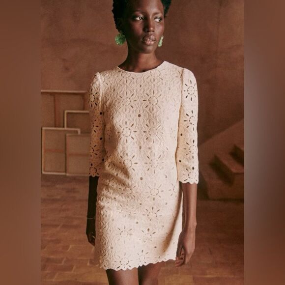 NEW SEZANE Krissy Crochet dress in Ecru - Picture 3 of 11